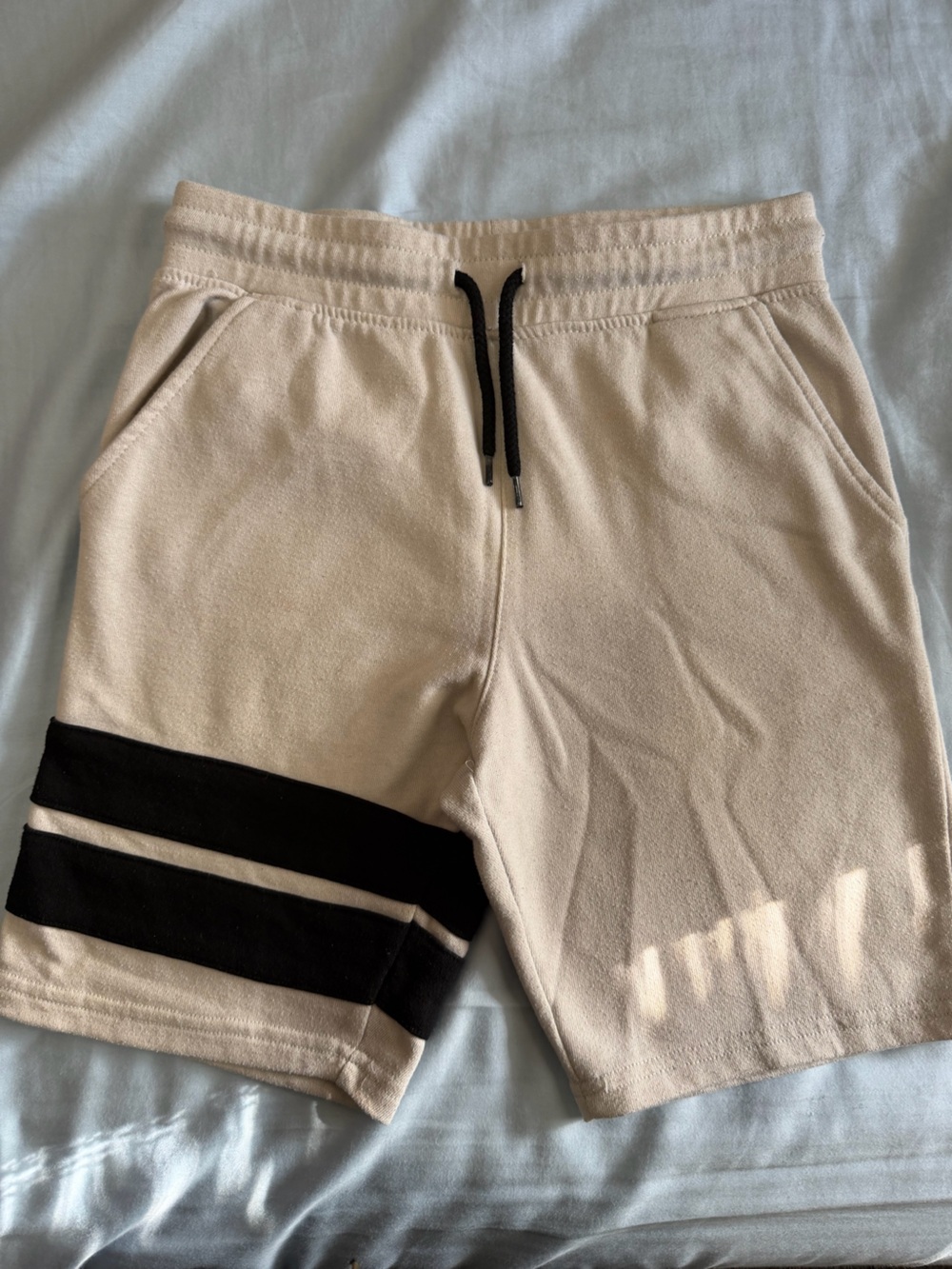 Gray Shorts with Black Stripe Details